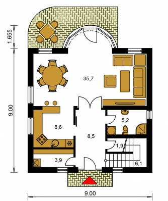 Mirror image | Floor plan of ground floor - MILENIUM 224